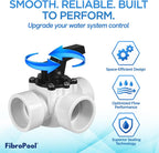 FibroPool 3-Way Diverter Valve - Slip Fit Locking Handle - 1.5 in - PVC