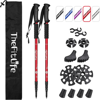 Telescopic Trekking Poles for Hiking, Anti-Shock Nordic Walking Sticks | Hiking Poles Collapsible Lightweight &