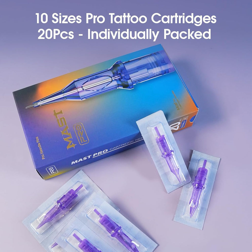 Pro Tattoo Cartridges 20Pcs Assorted Mixed Sizes Standard 1RL 3RL 5RL 7RL 5RS 7RS 7RM 9RM 15RM Disposable Round Liner