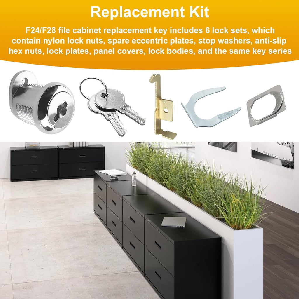 File Cabinet Lock Replacement Kit for HON F24 & F28(2185) | Vertical Filing Cabinet Lock Kit Keyed Different