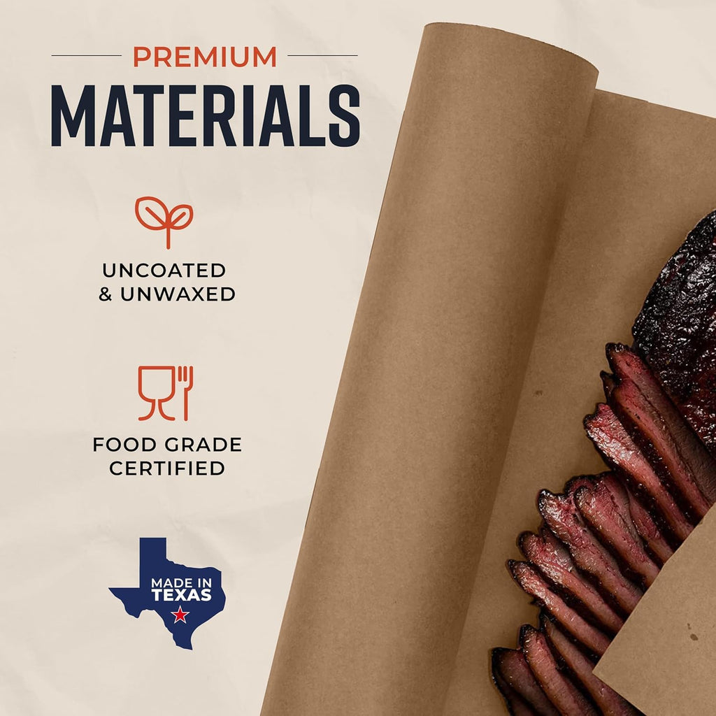 Brown Kraft Butcher Paper Roll - 18 Inch x 100 Feet - USA Made - Food-Grade Paper for Wrapping and Smoking Meat, BBQ