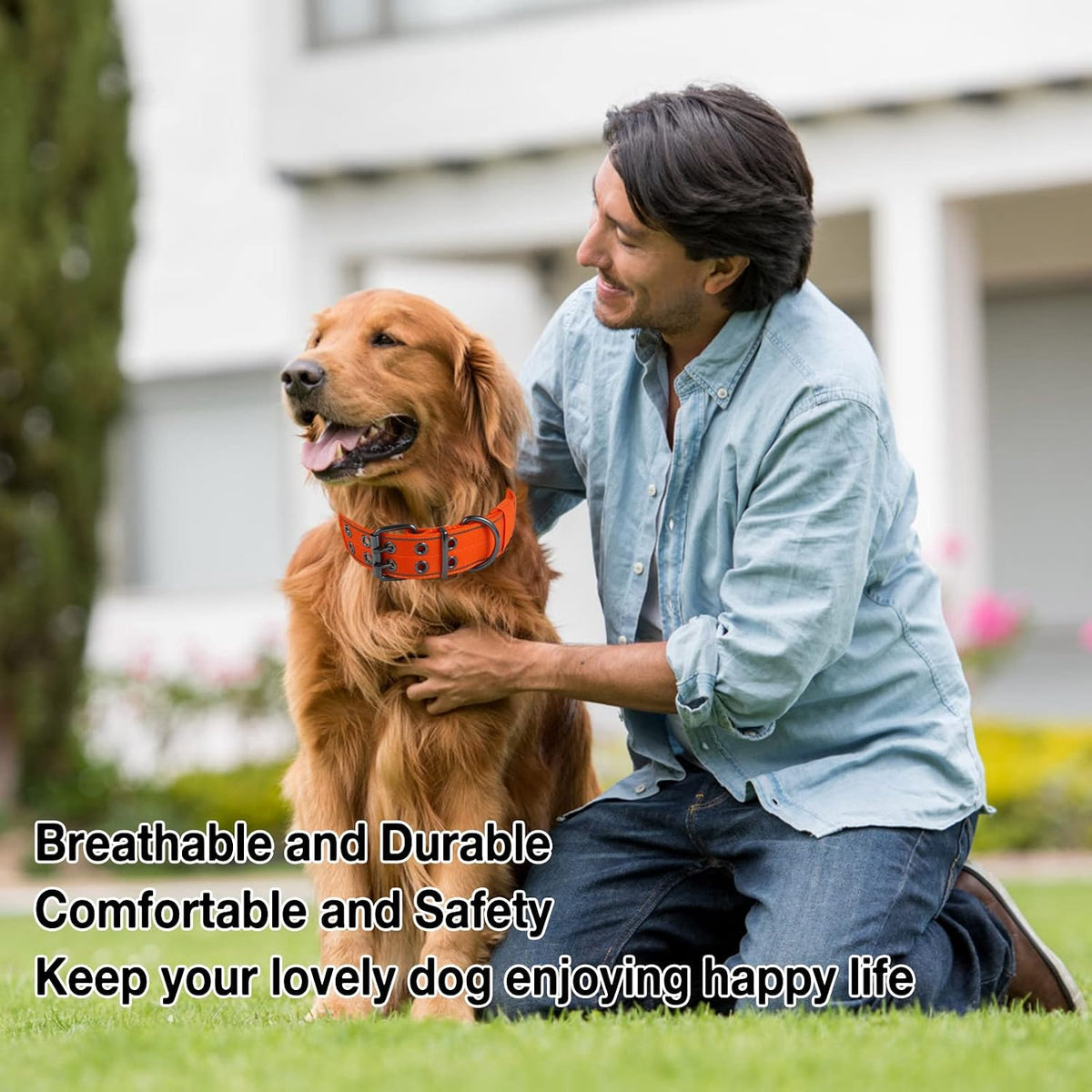 Tactical Dog Collar for Large Dogs with Control Handle,Orange