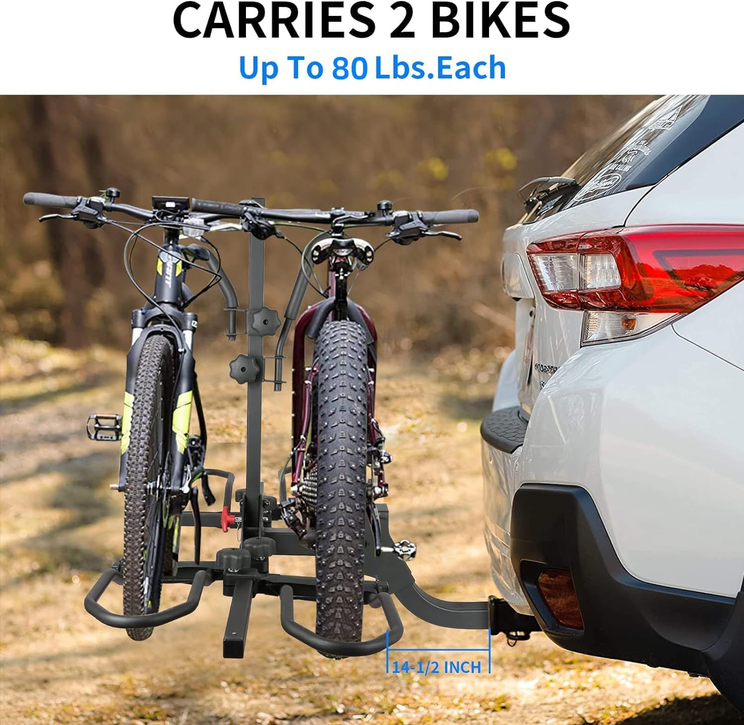 Hitch Bike Rack, Wobble Free Smart Tilting Folding Bicycle Car Racks for Standard, Fat Tire and Electric Bike, 2-Bike