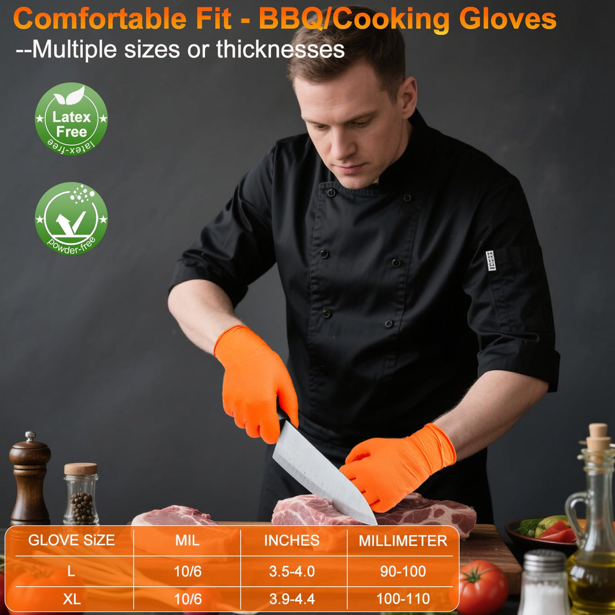 BBQ Gloves Disposable, 10Mil Heavy Duty Nitrile Gloves for Cooking Grilling