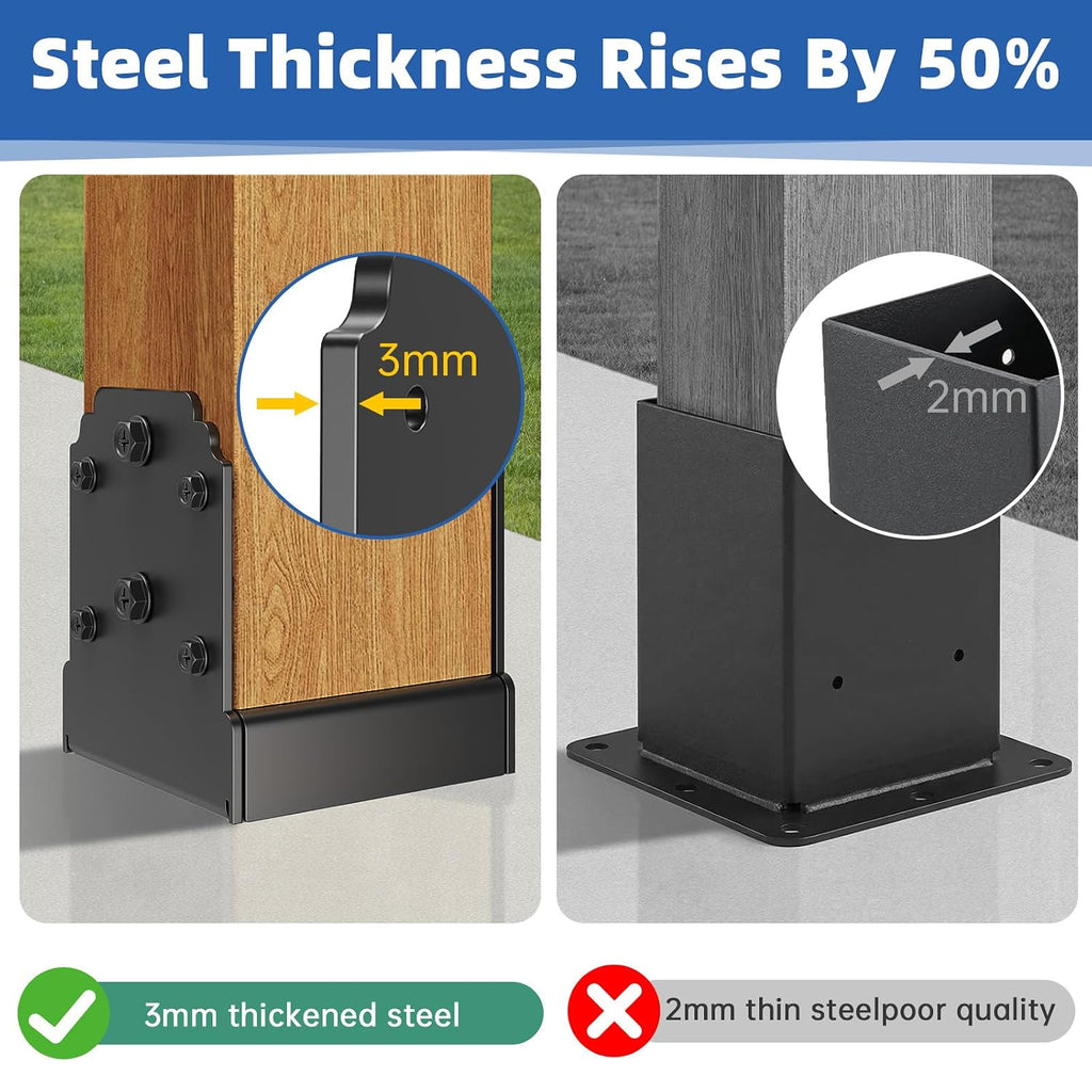 4x4 Post Base, Concealed Fastener Concrete Post Anchor,Elevated Post Base