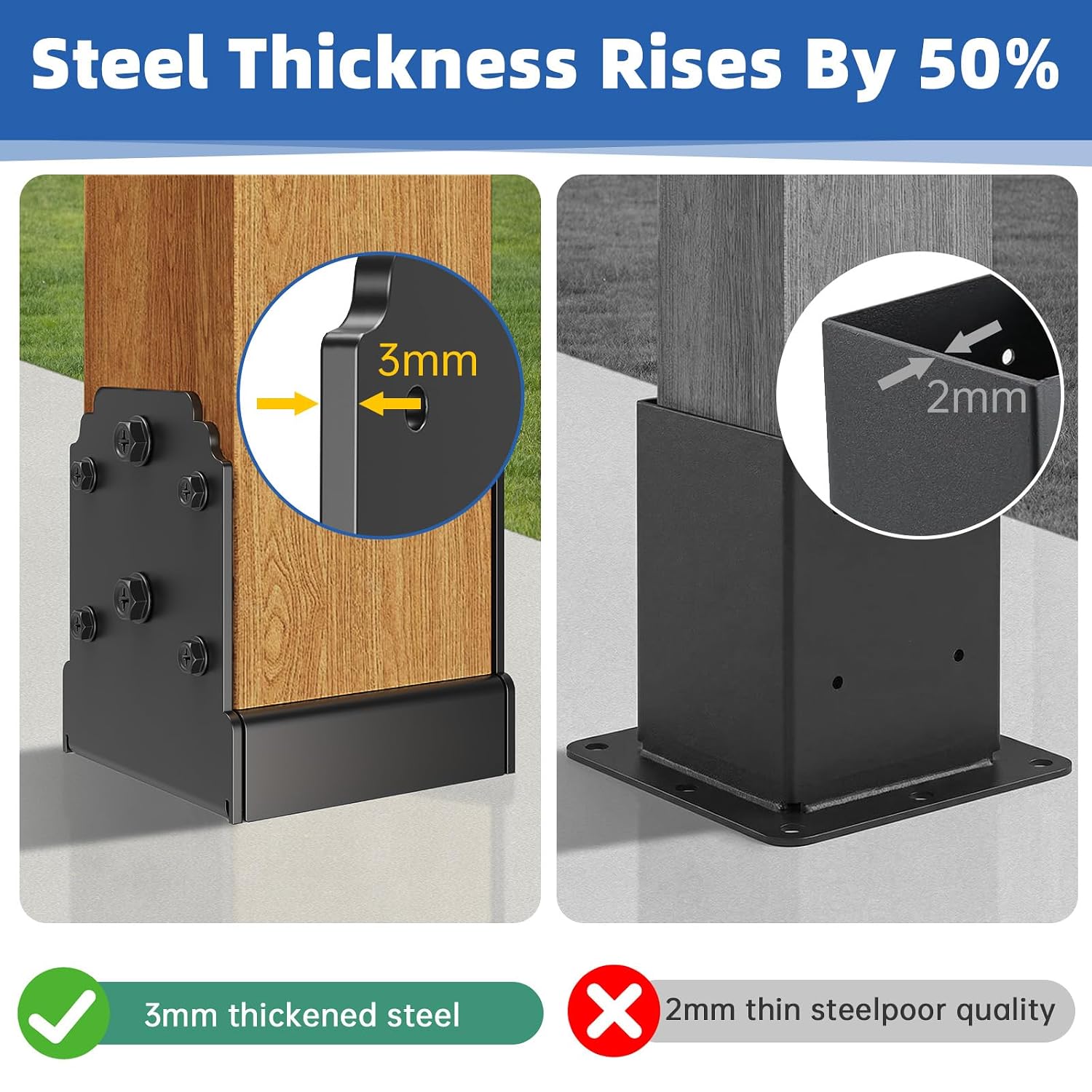 4x4 Post Base, Concealed Fastener Concrete Post Anchor,Elevated Post Base