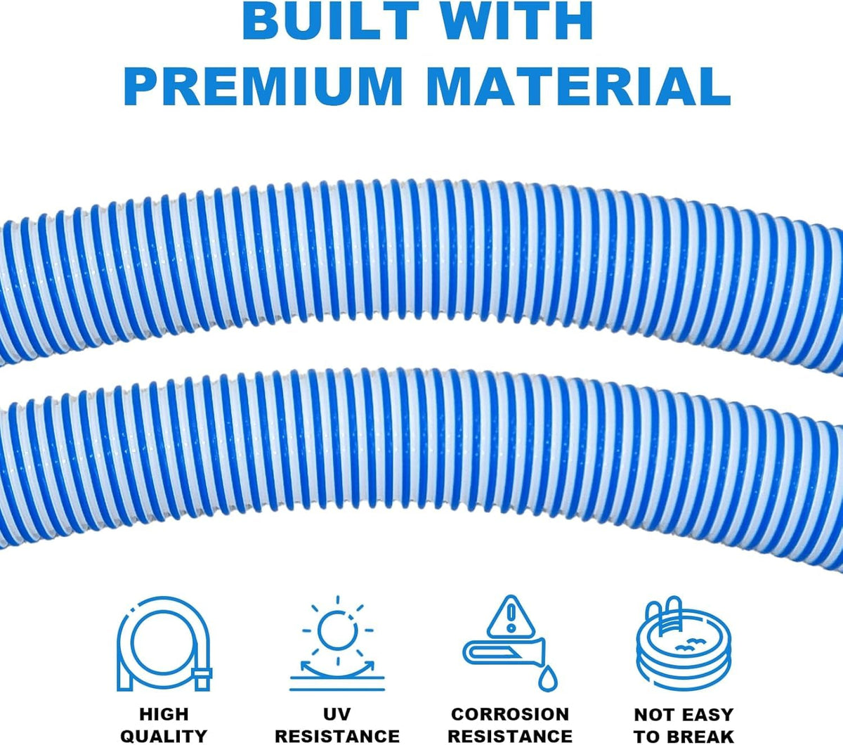 1.5" Pool Vacuum Hoses for Inground Automatic Cleaners, Blue