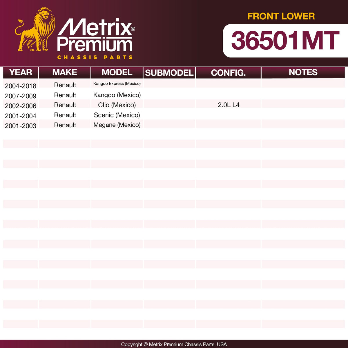 Metrix Premium Chassis Parts - Front Lower Axle Support Bushing