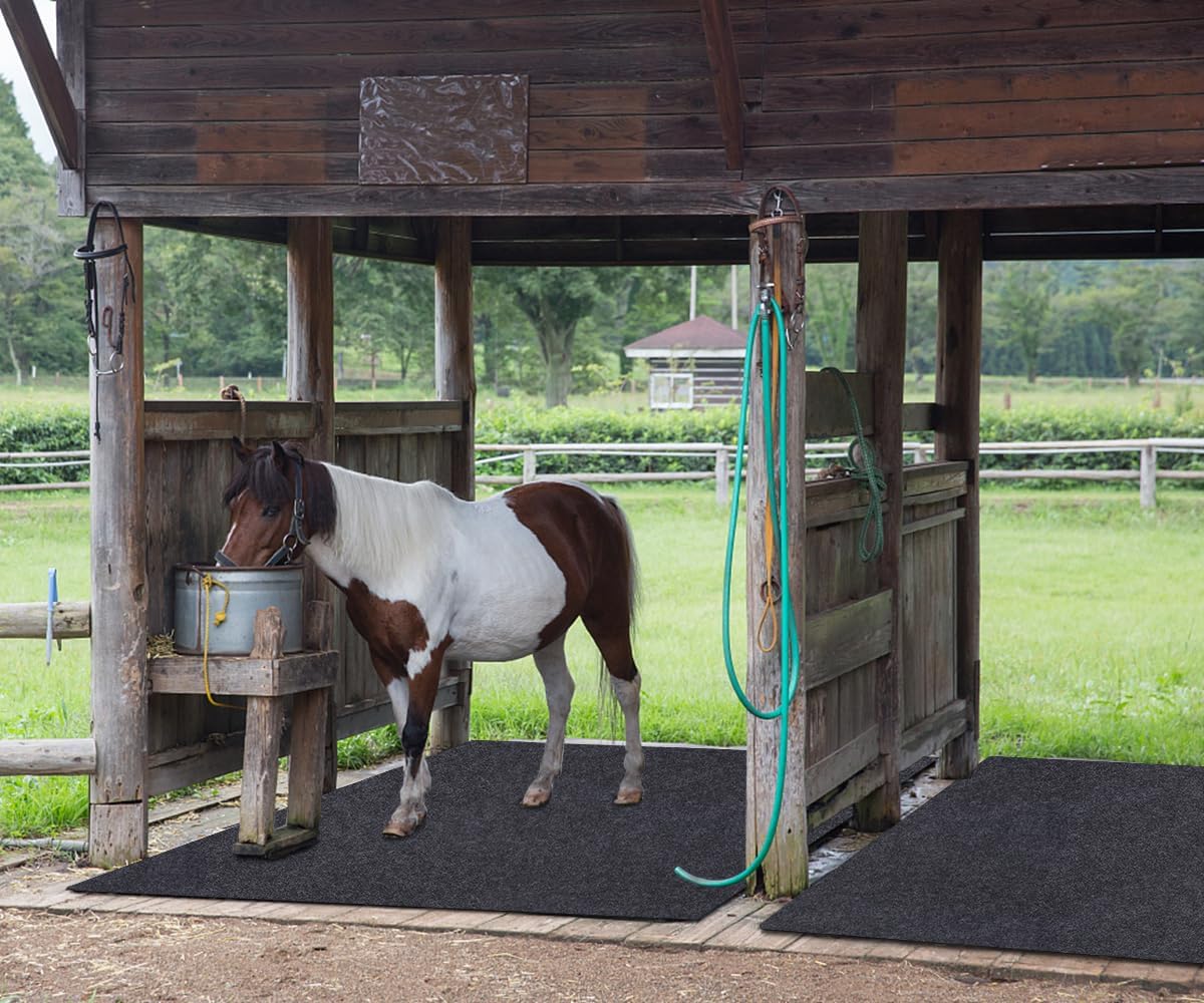 Under Horse/Stable Mats，8 x 10 FT Horse shed floor mat——Backing prevents liquid penetration,Duty Stall Mats for Floor