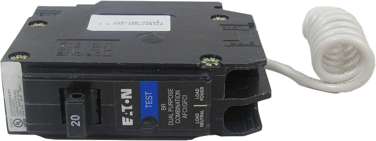 BRN120DF Breaker, 20A, 1P, 120/240V, 10 kAIC, Type BR AFCI/GFCI (Original version, 2-Pack)