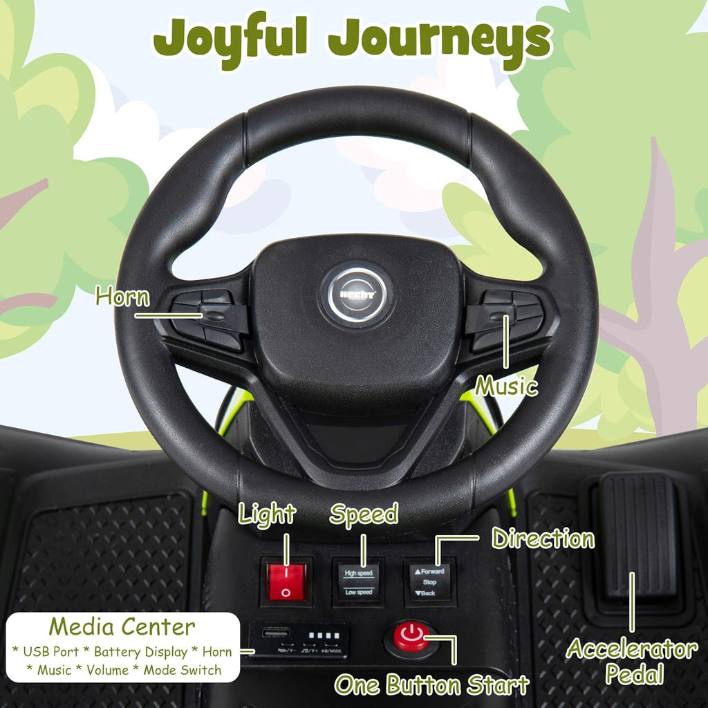 Ride on Tractor with Detachable Trailer, 24V Ride on Toys for Big Kids, Electric Vehicle with Parent Remote, 20°
