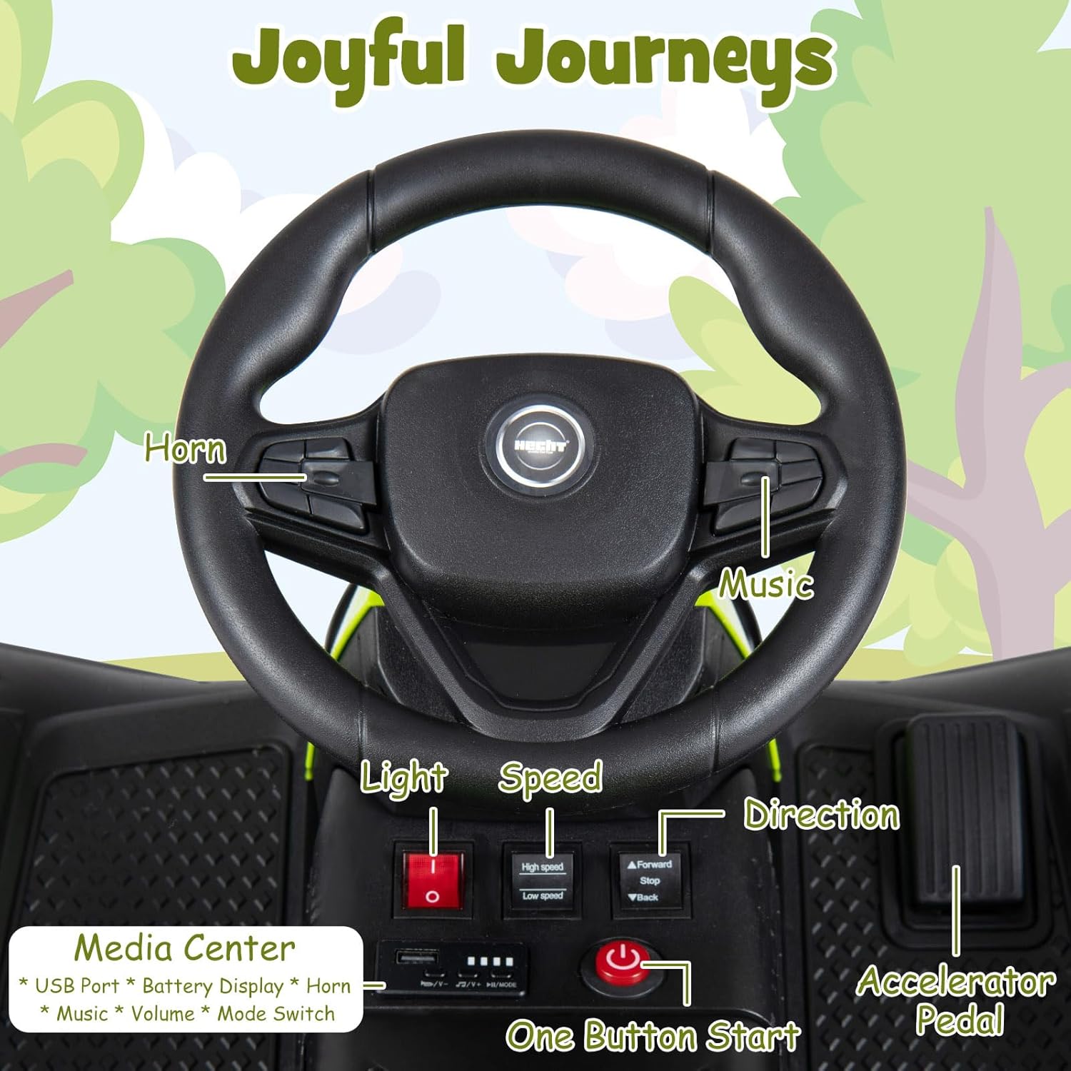 Ride on Tractor with Detachable Trailer, 24V Ride on Toys for Big Kids, Electric Vehicle with Parent Remote, 20°