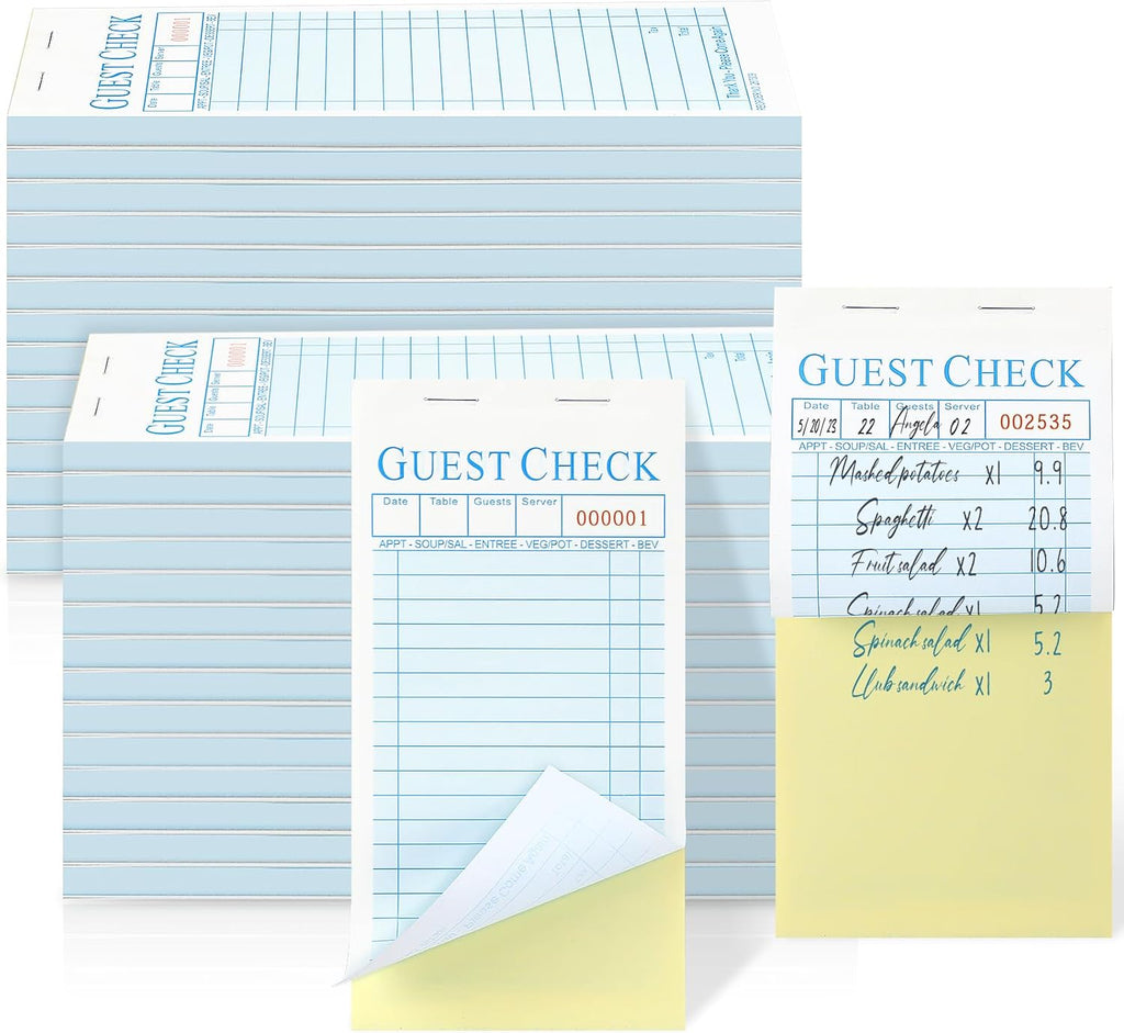 50 Pack Guest Check Pads Server Note Pads 3.5 x 6.7 Inch, Blue