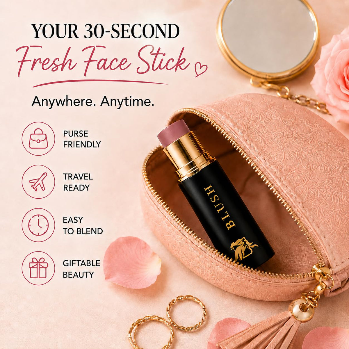 Cream Blush Stick, Buildable Dewy Flush, Wild Rose