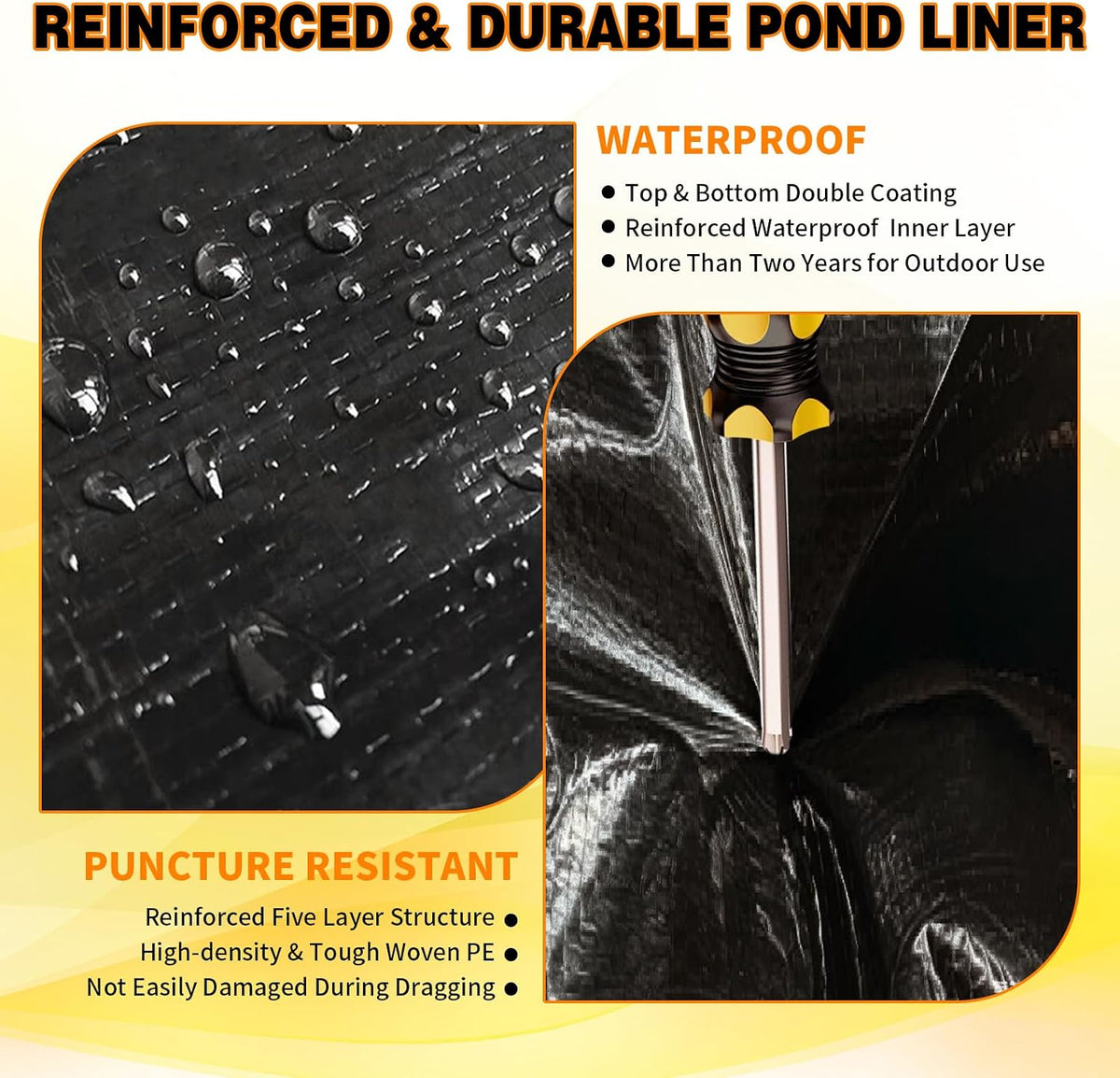 20x30FT Reinforced PE Pond Membrane Liner for Outdoor Pond(0.75oz/sq ft)