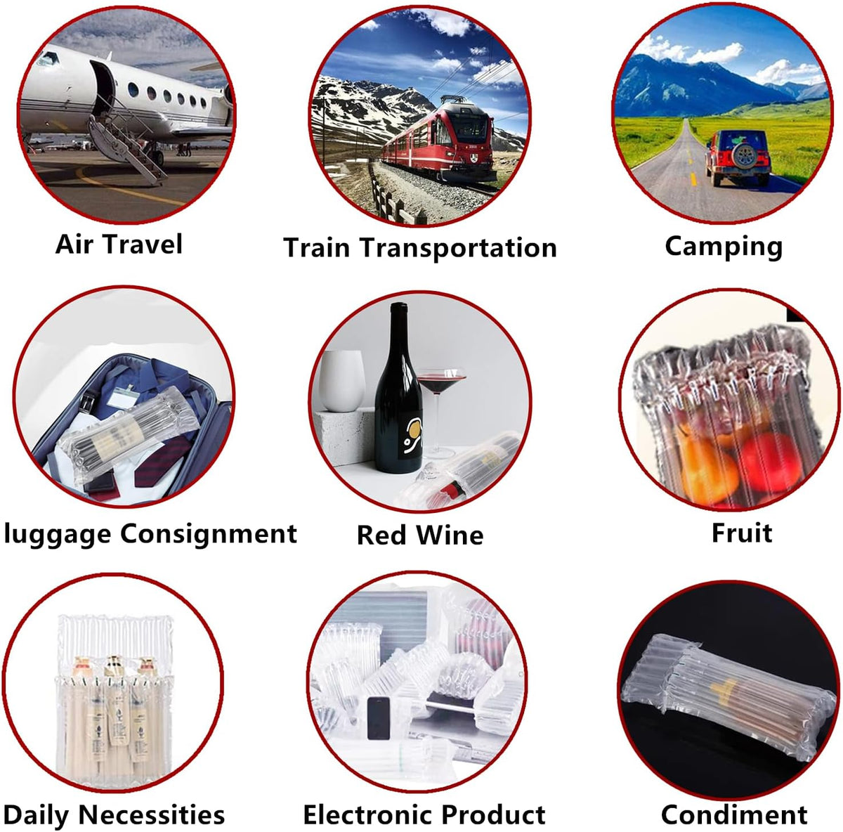 Wine Bottle Protector Bag for Travel, 50 Packs Inflatable Packaging Bubble Wrap for Wine Fruit Glass Bottle