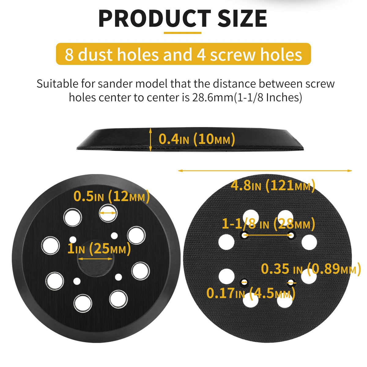 Gnellkoor Orbital Sander Pad Replacement for Ridgid, 3 Pack