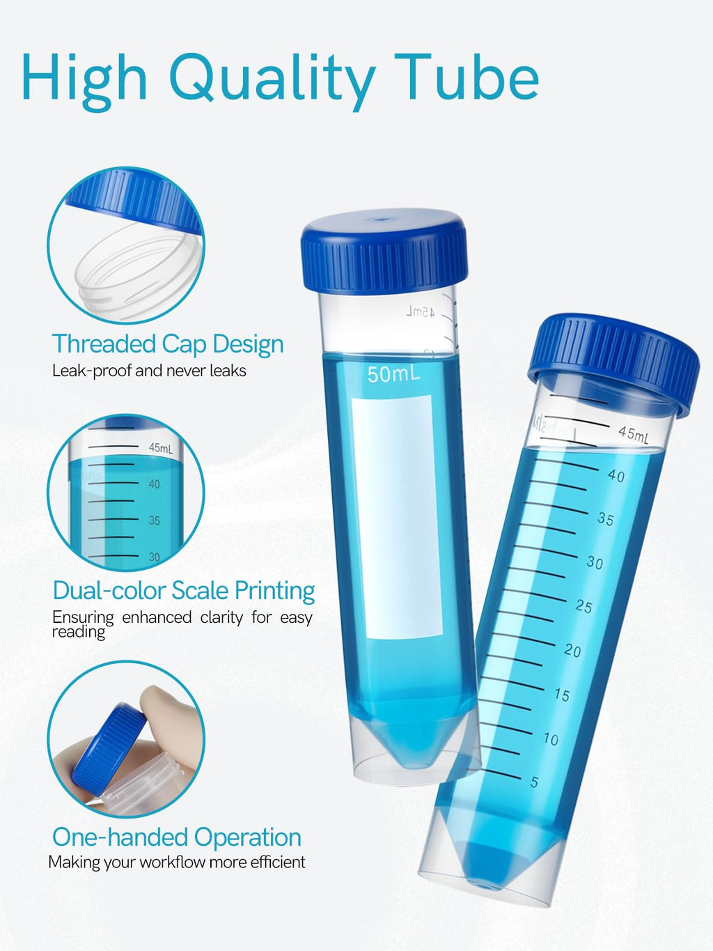 50ml Centrifuge Tubes with Screw Caps DNase/RNase Free & Pyrogen Free