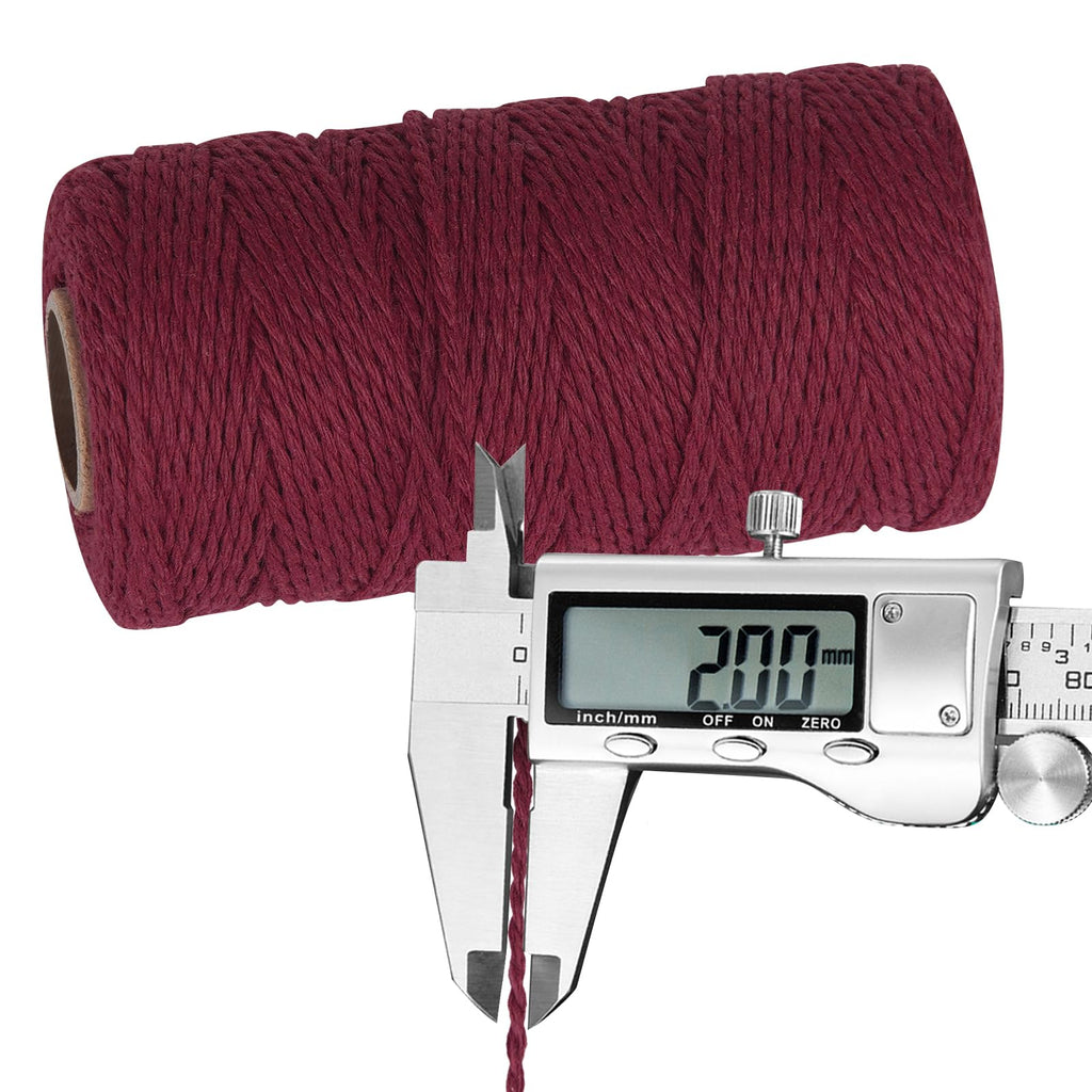 Red Natural Cotton Twine, 328ft 2MM for Crafts & Wrapping