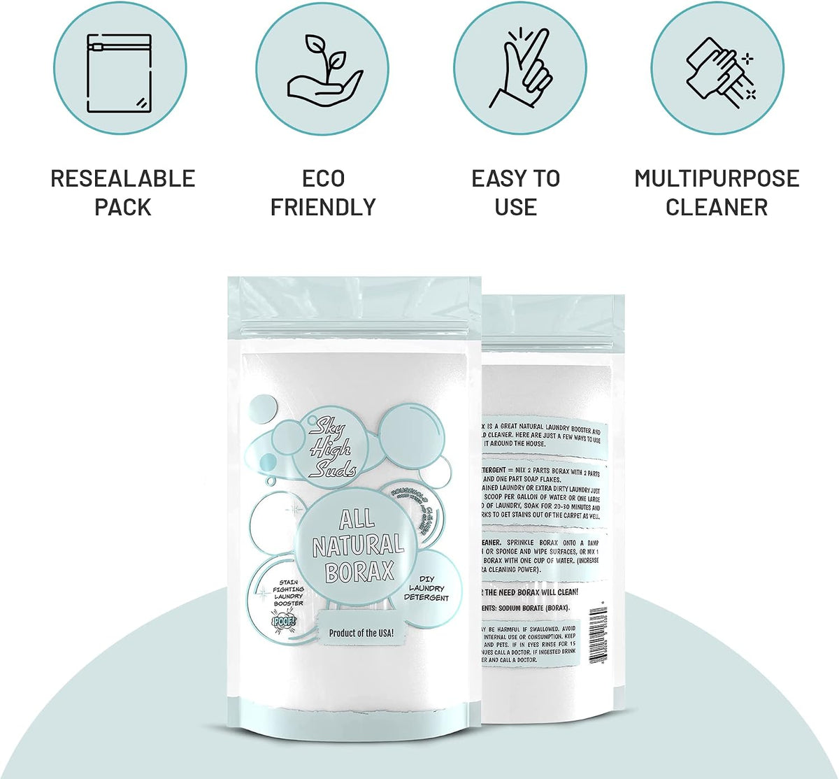 All-Natural Borax Powder, 2 lb, Laundry Booster, Made in USA