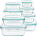 8 Pack Glass Food Storage Containers with Airtight Lids, Glass Meal Prep Containers, Lunch Office Meal for Microwave