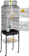 64-inch Open Top Large Parrot Bird Cage with Detachable Rolling Stand for Parakeets Finches Canaries Lovebirds