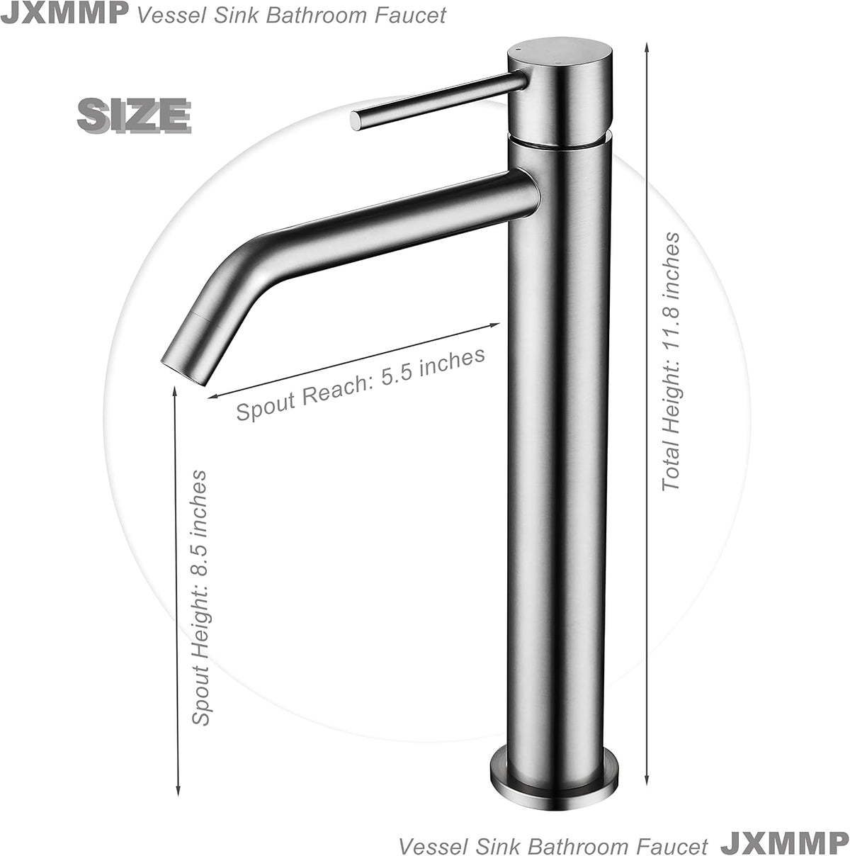 Vessel Sink Faucet Brushed Nickel, JXMMP Bathroom Sink Faucets Without Overflow Pop Up Drain and Water Faucet Supply