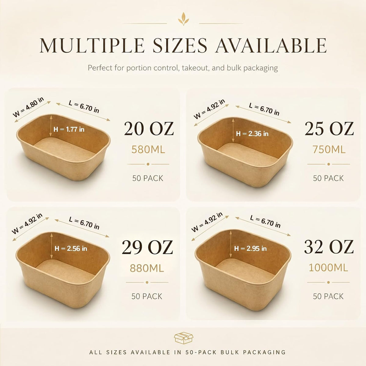 50 Pack 29 OZ Large Paper Bowls with Lids, Heavy Duty Disposable Compostable Container for Party, Disposable Bowls