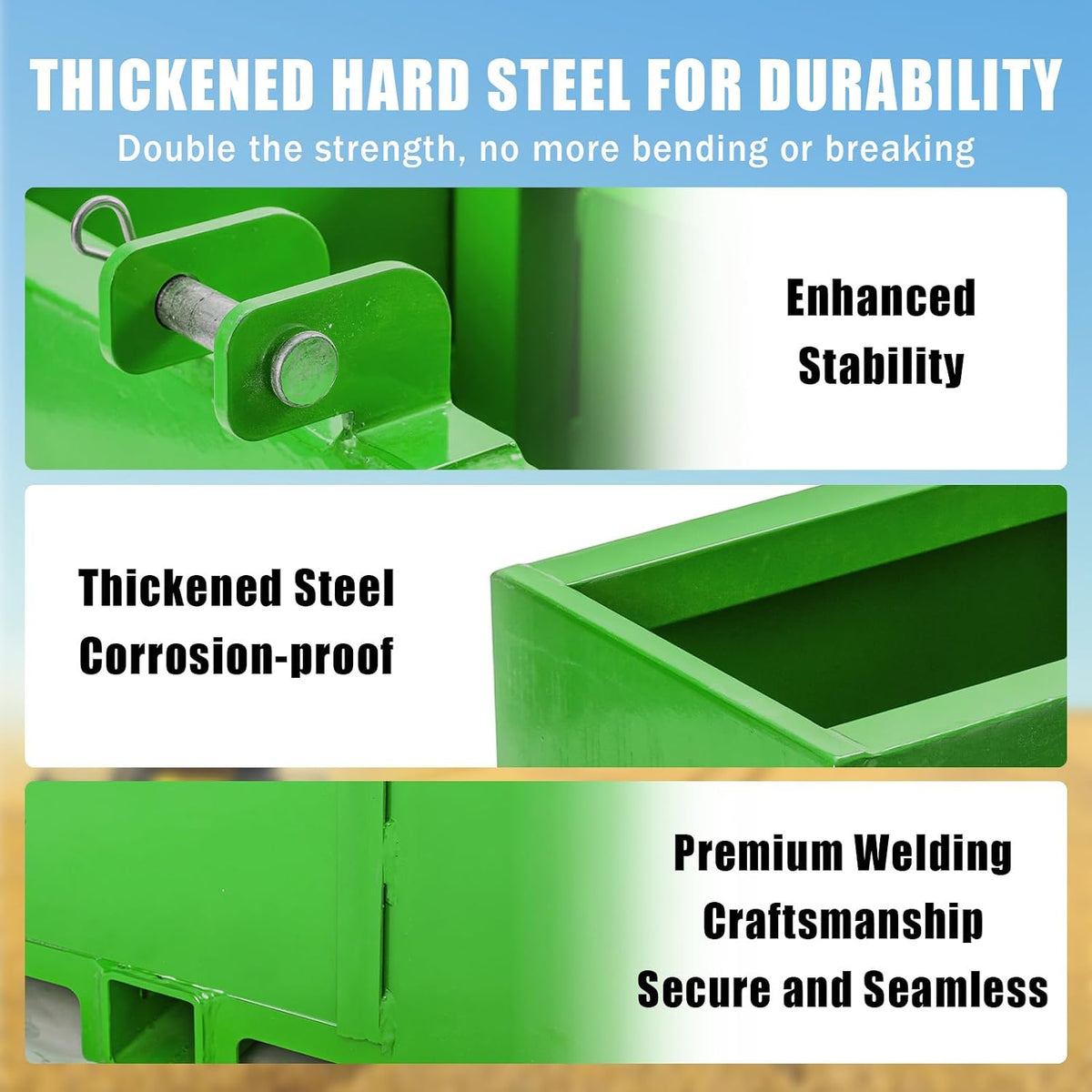 Ballast Box 3 Point Tractor, 800lbs Capacity Ballast Box 3 Point Category 1, Tractor Ballast Box for 2'' Hitch