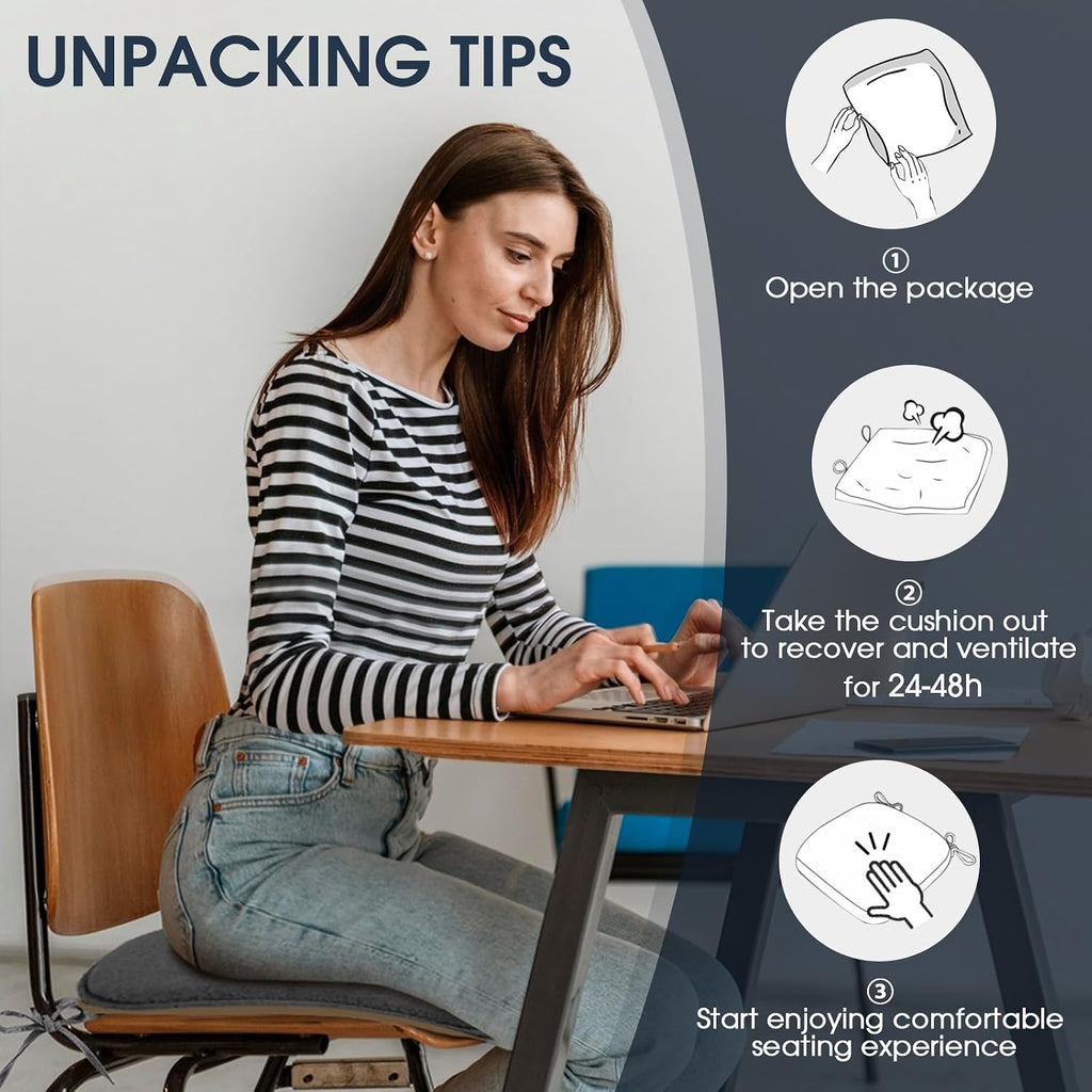 Chair Cushions, 4 Pack Memory Foam Chair Pads, Grey