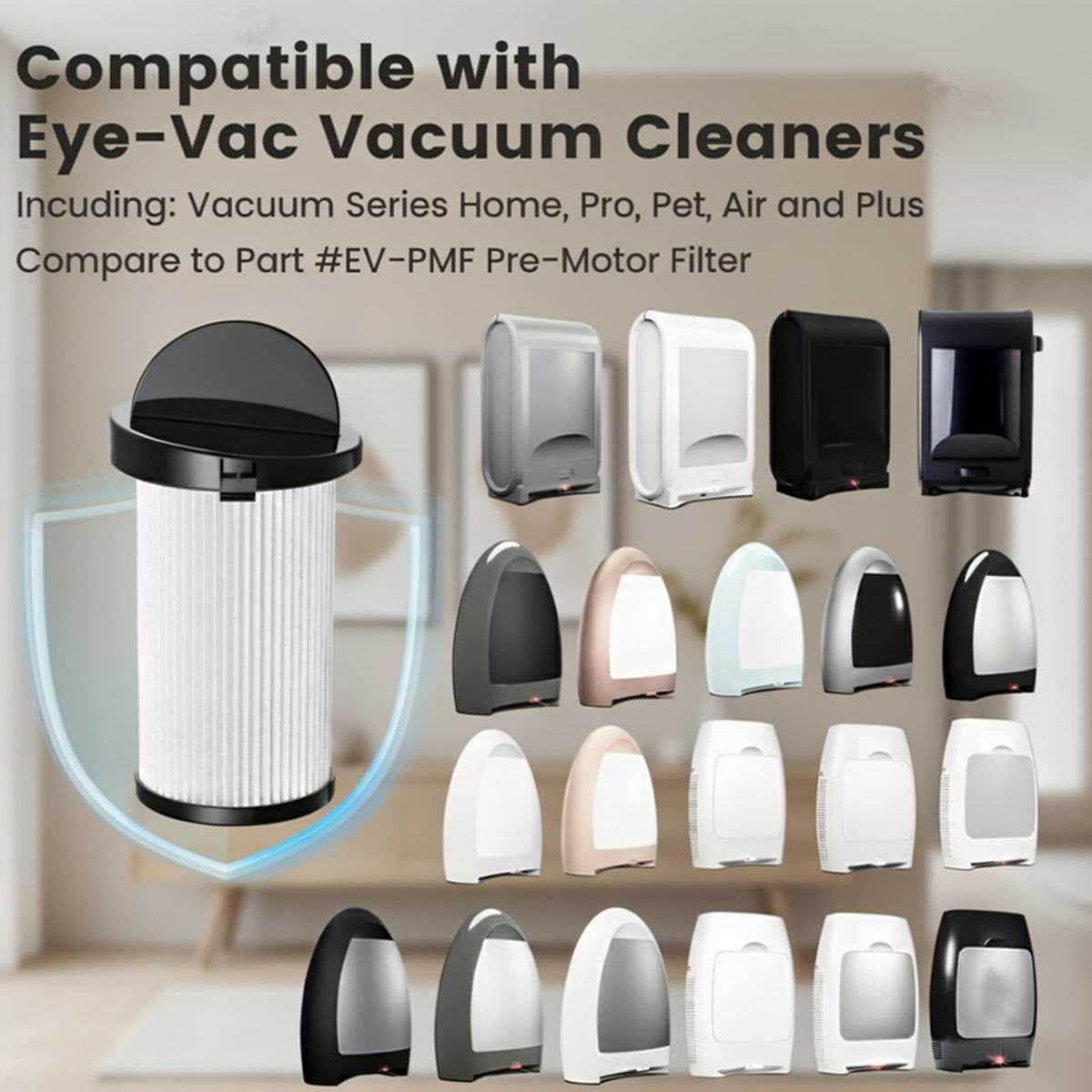 2 Pack Replacement HEPA Pre-Motor Filters for EyeVac NeoVac Elite EV-PMF