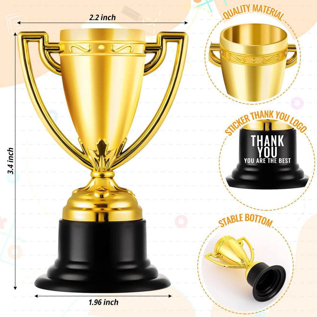 Mini Trophies Bulk for Kids, 9Pcs Plastic Gold Small Trophy Cups, Golden Award Trophy Cups for Classroom School