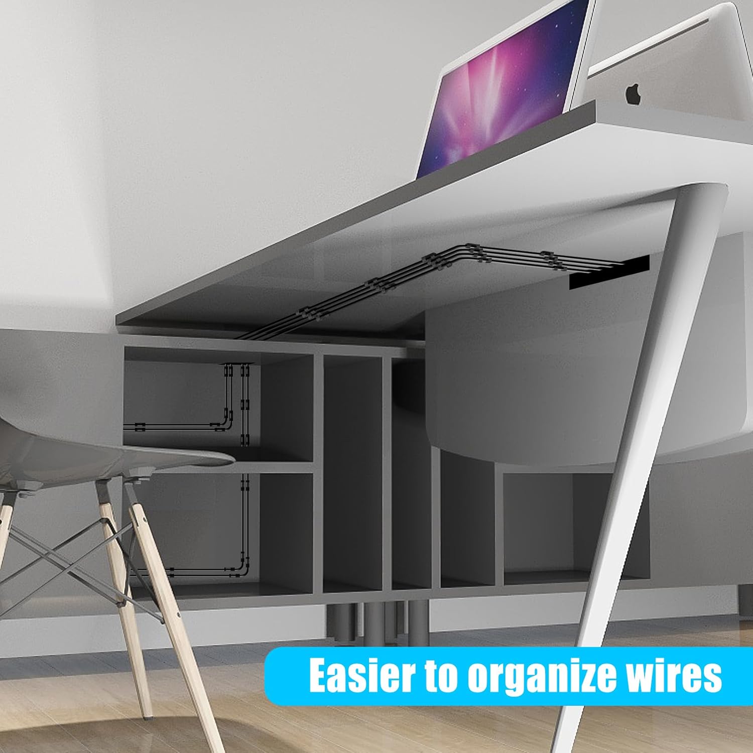 50pcs Medium Self Adhesive Cable Clips Black,Wire Clips Cable Management Wire Organizer Cord Holder for Under Desk