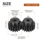 DTGN Spur Gear 1.5Mod 18 Teeth 12mm Thickness 6mm Bore 2Pcs