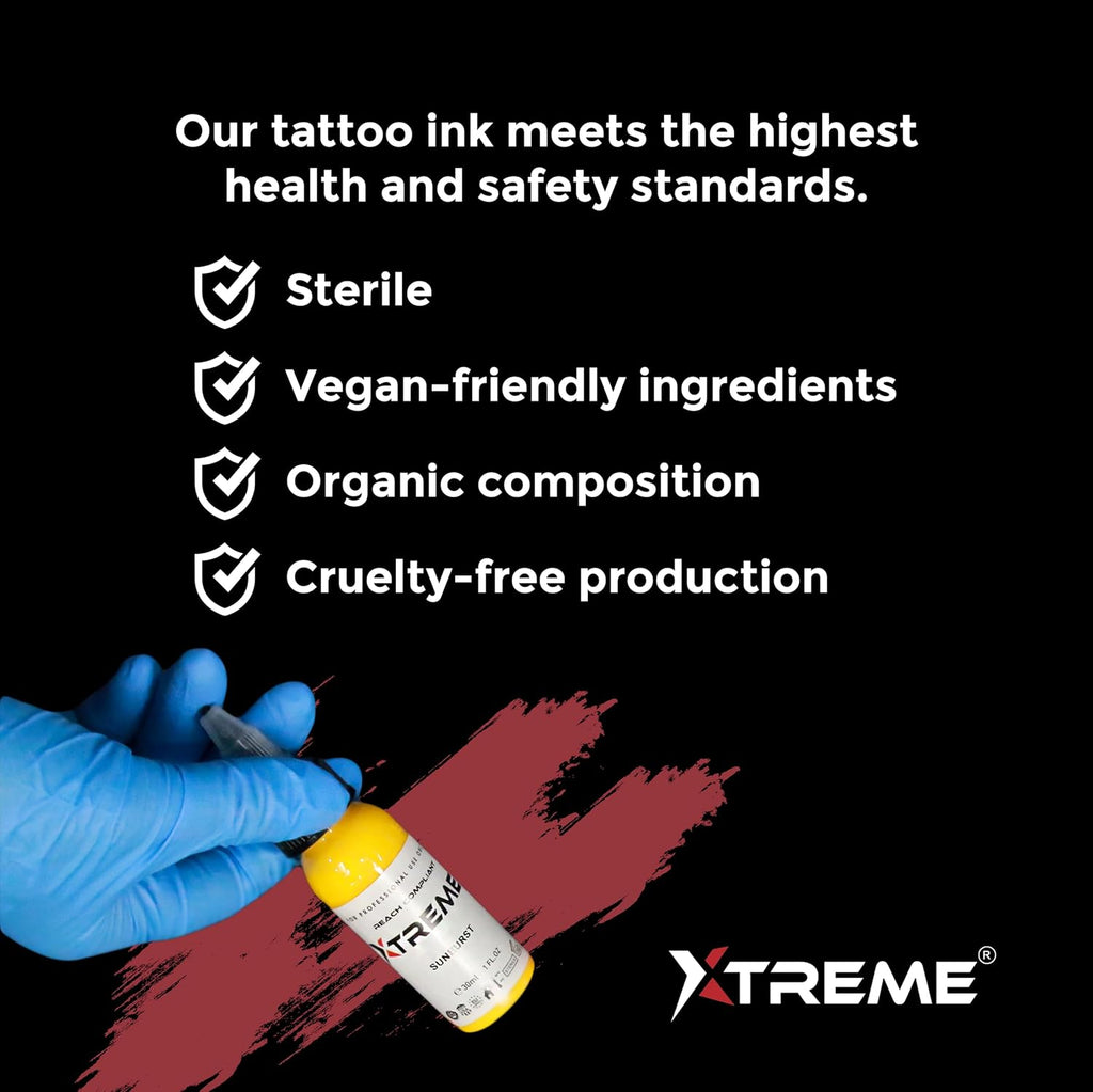 Tattoo Ink, Versatile Medium Viscosity for Precision Tattooing, Rich Hue, Quick Healing, Acrylic-Free, Water Based
