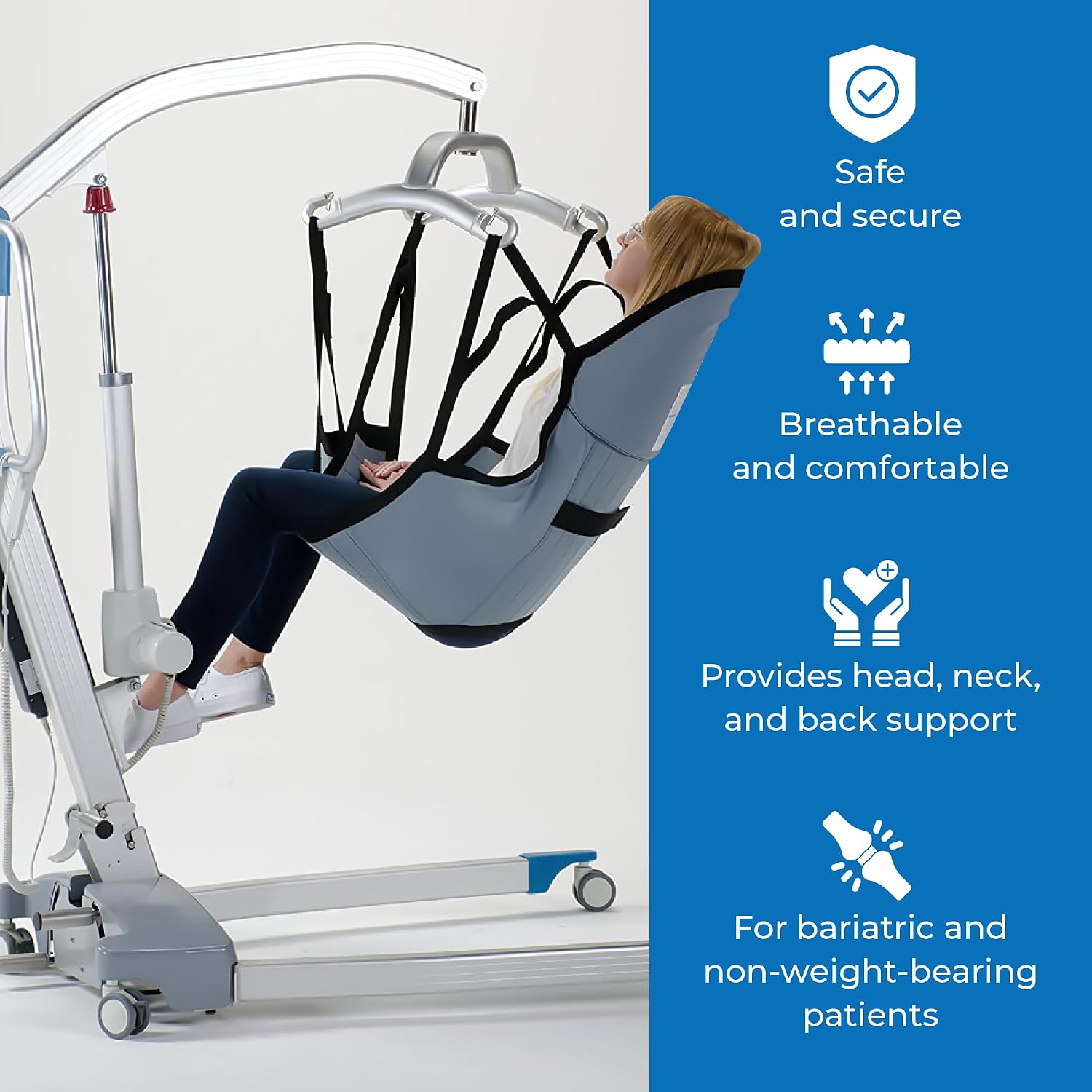 Padded U-Sling with Head Support for Hoyer Patient Lift Sling