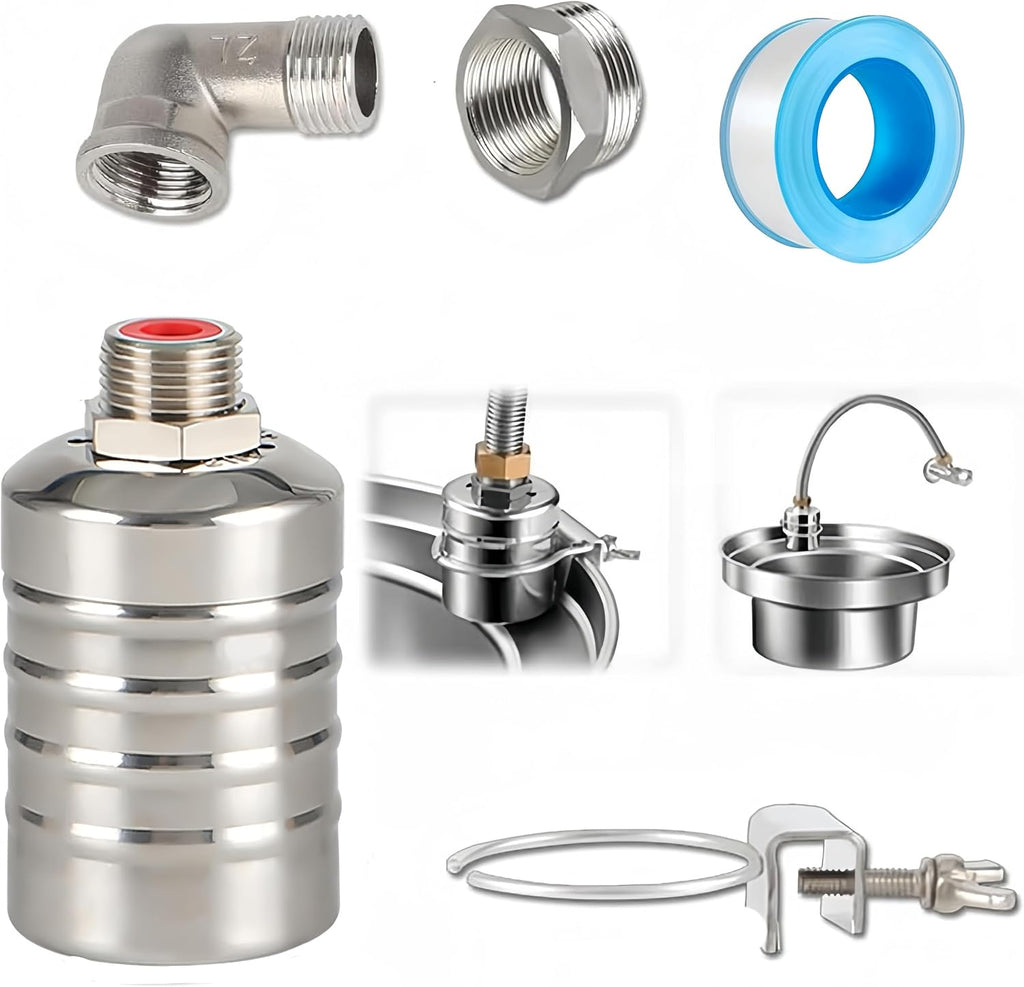 304 Stainless Steel Automatic Float Valve - Fully Automatic Water Level Control, 1/2'' to 3/4'' for Tanks, Pools