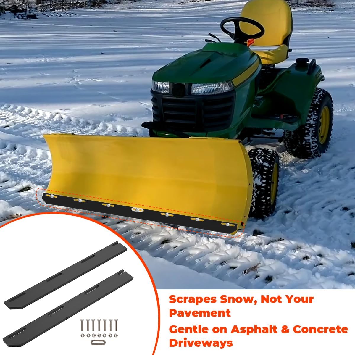 for John Deere 46 Inch Snow Plow Poly Cutting Edge Scraper Strap | Replacement for Part No. M72122, 1/2" Thick