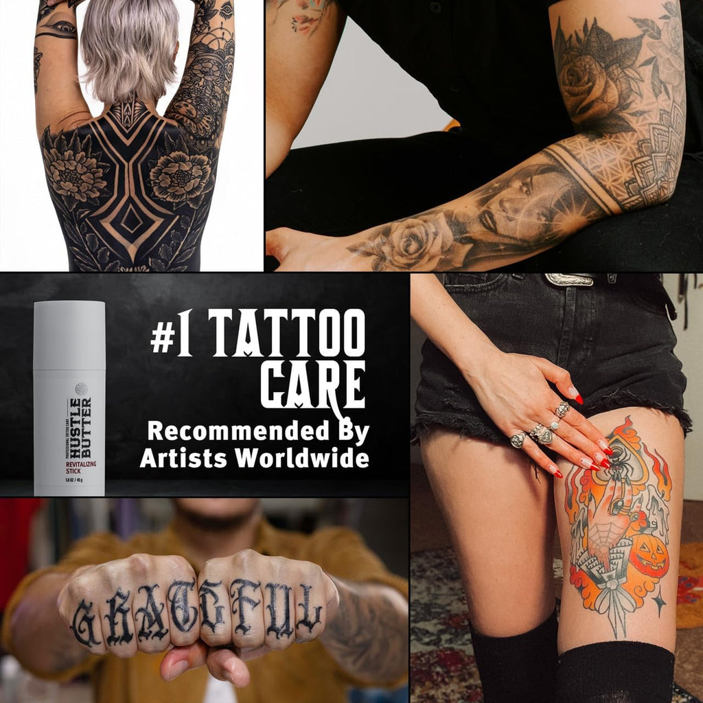 Hustle Butter Tattoo Aftercare - Portable Balm Stick - On The Go Tattoo Aftercare - Naturally Derived Vegan Cruelty