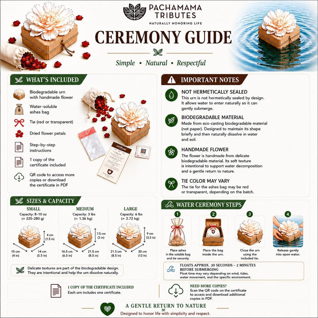 Biodegradable Water Burial Urn Kit - Cruise Approved | Ocean Ashes Scattering Ceremony with Certificate |