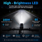 Solar USB-C Rechargeable Bike Light, Waterproof Headlight