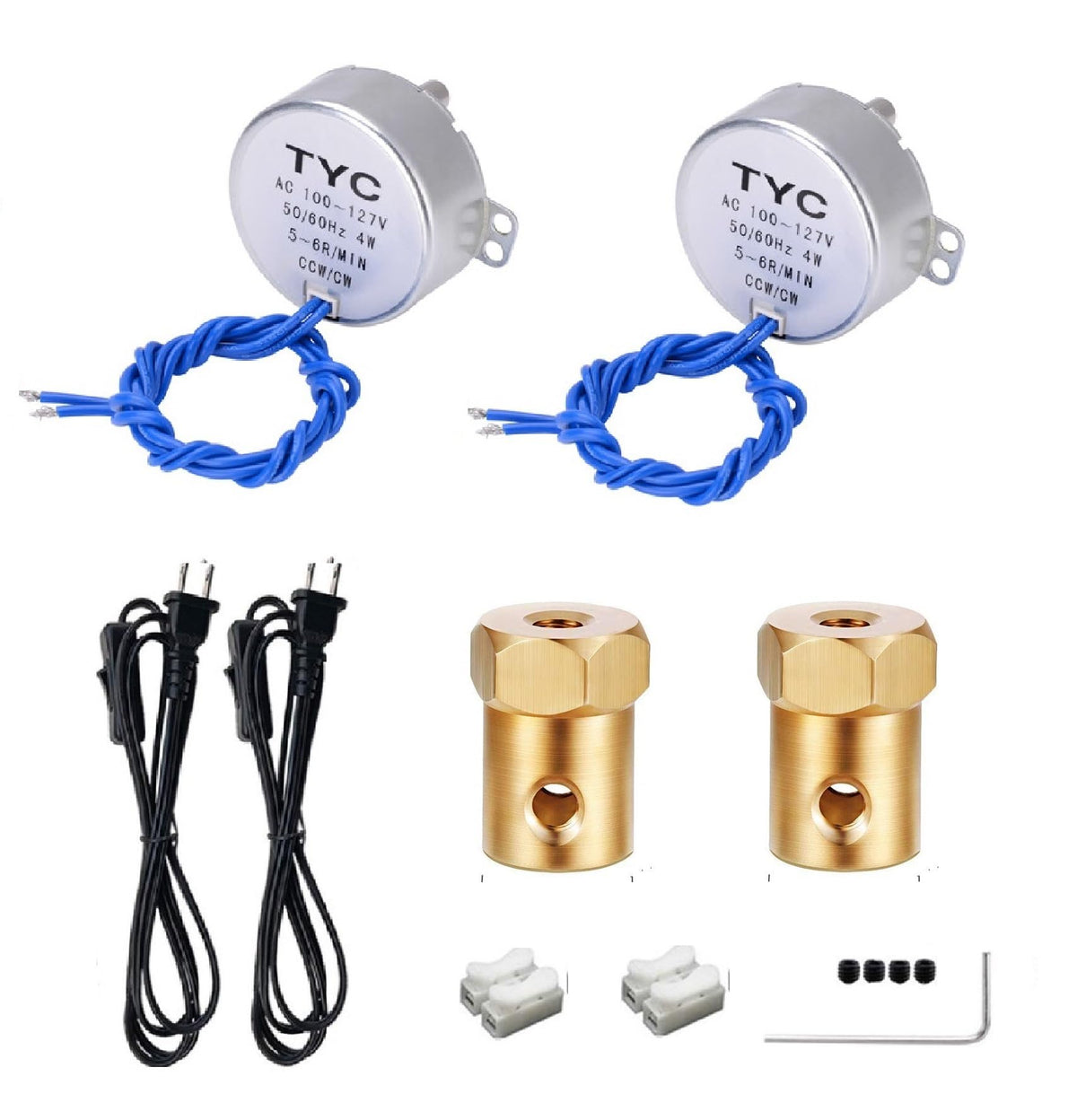 2PCS Cup Turner Motor Synchronous Synchron Motor 50/60Hz AC 100~127V CCW/CW 4W with 7mm Flexible Coupling Connector for Hand-Made, School Project, Model (5-6RPM)