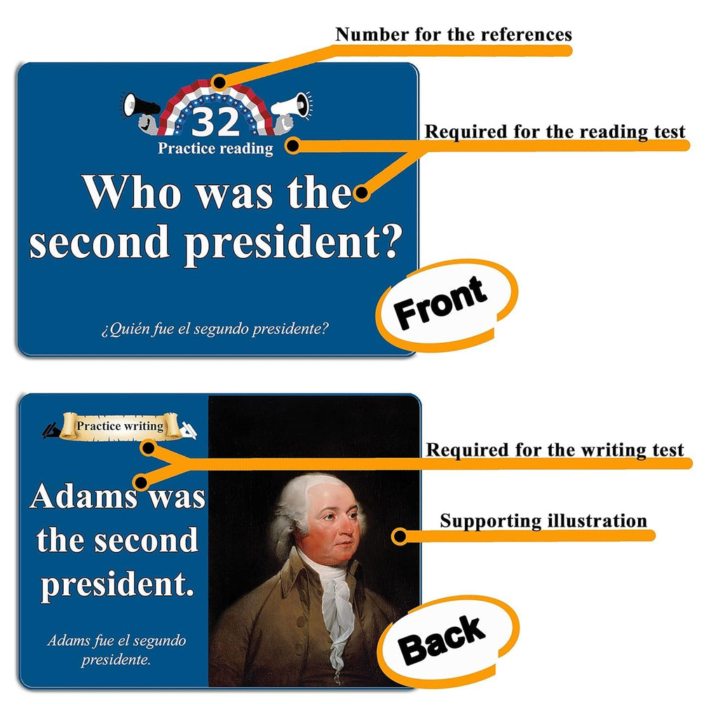 US Citizenship Flash Cards 2026 with 128 Civics Questions and English Literacy Cards for Naturalization Test