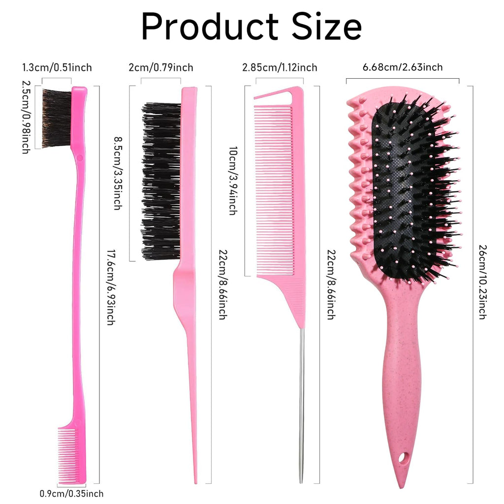 Curl Defining Brush, Curly Hair Brush Products With 3 Pcs Slick Back Hair Brush Set Bristle Brush Edge Control