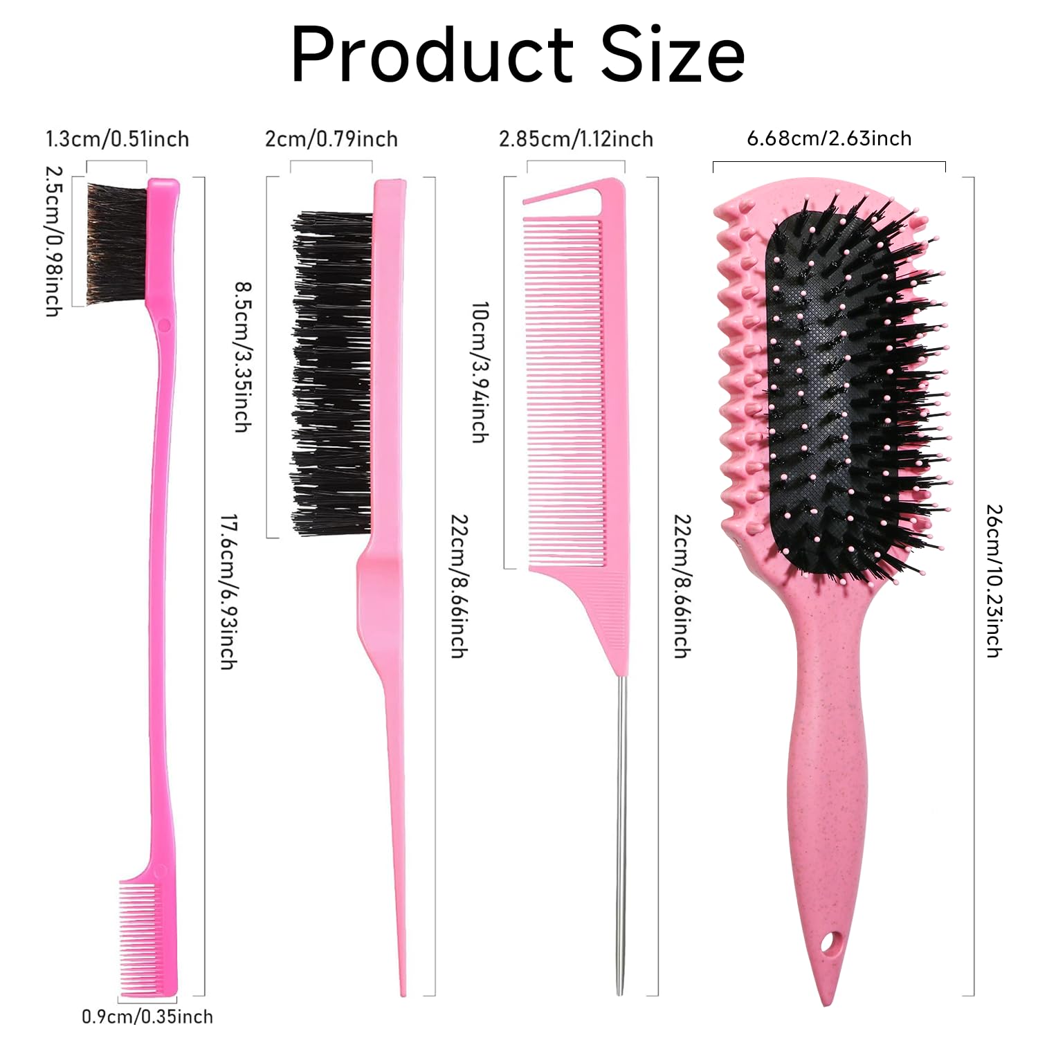 Curl Defining Brush, Curly Hair Brush Products With 3 Pcs Slick Back Hair Brush Set Bristle Brush Edge Control