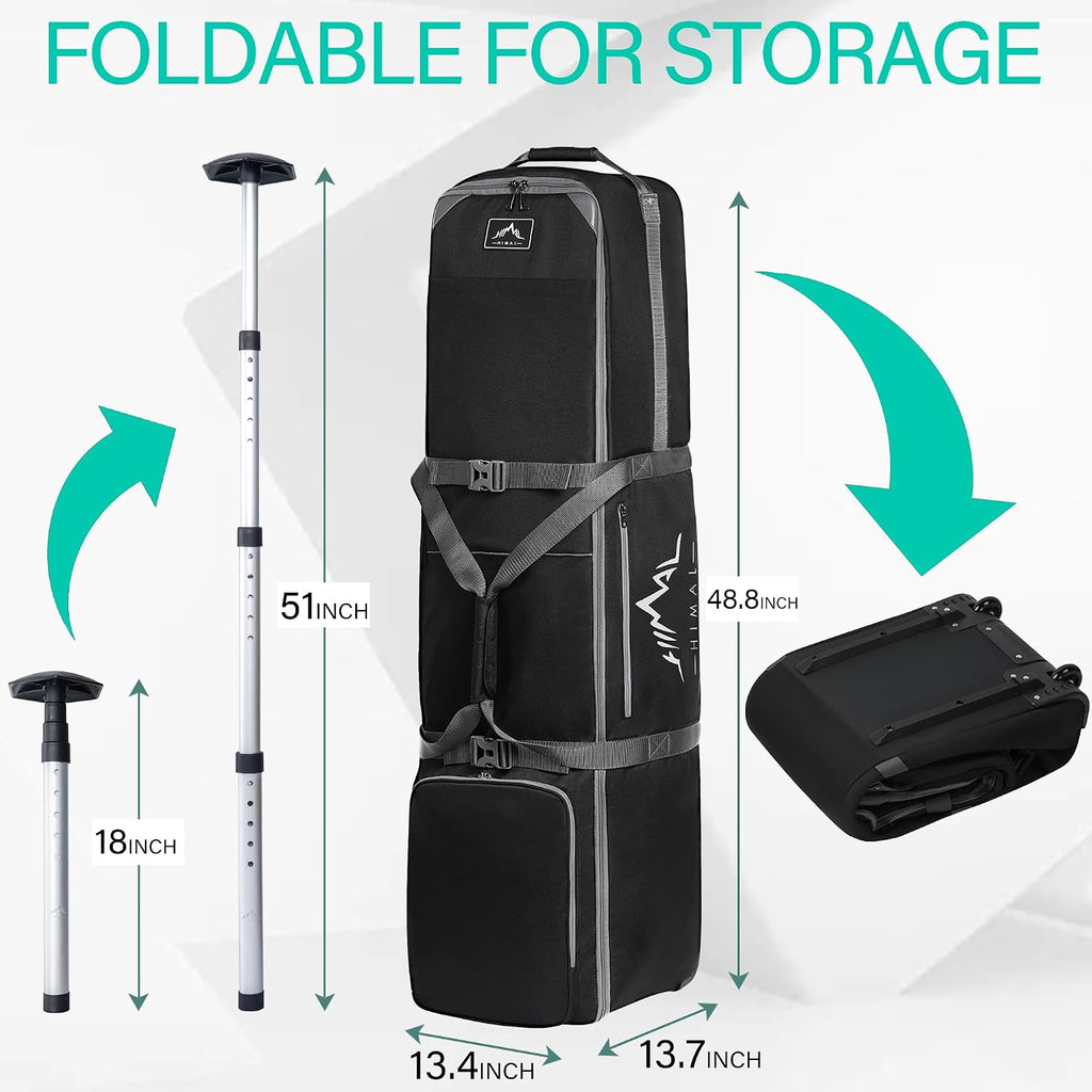 Golf Travel Bag with Adjustable Support Rod, 900D Heavy Duty Oxford Fabric