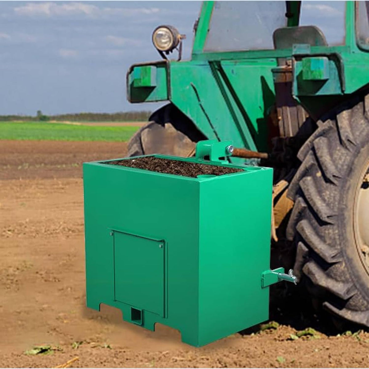 Heavy Duty Tractor Ballast Box, 800 Lb Capacity 3 Point Ballast Hitch Box with 2" Quick Hitch Receiver, Category 1