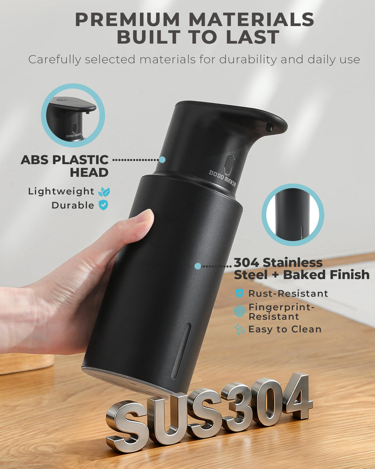Automatic Liquid Soap Dispenser Touchless, 304 Stainless Steel Bottle Body