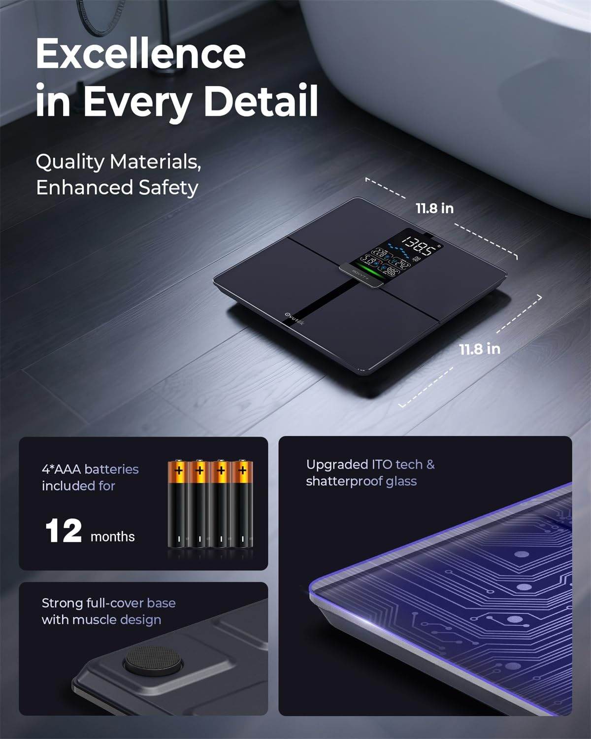 Professional Smart Scale for Body Weight, BMI, Body Fat, Muscle Mass, Highly Accurate Body Composition Weighing