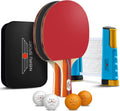 Ping Pong Paddle Set with Rackets, Net, Balls & Carry Case for Table Tennis | Professional Paddles, Balls &